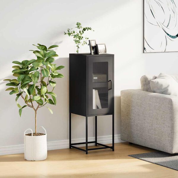 vidaXL Aparador 36x39x107 cm aço laminado a frio preto