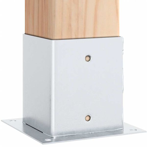 vidaXL Bases de poste quadradas 12 pcs prata 121x121mm aço galvanizado