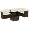 vidaXL 7 pcs conjunto de sof&aacute;s jardim c/ almofad&otilde;es vime PE castanho