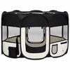 vidaXL Parque dobr&aacute;vel p/ c&atilde;o c/ saco de transporte 110x110x58cm preto