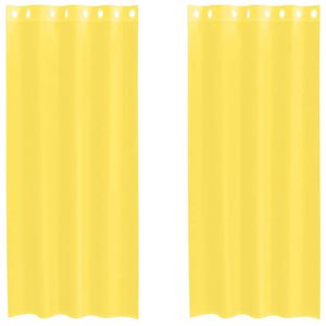 vidaXL Cortinas de voile com ilh&oacute;s 2 pcs amarelo