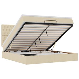 vidaXL Estrutura de cama otomana com creme de colch&atilde;o 180x200cm tecido