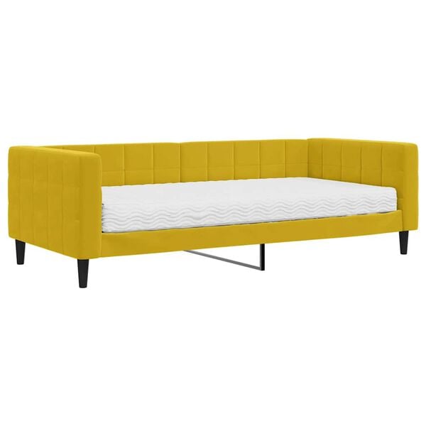 vidaXL Sof&aacute;-cama com colch&atilde;o 90x200 cm veludo amarelo