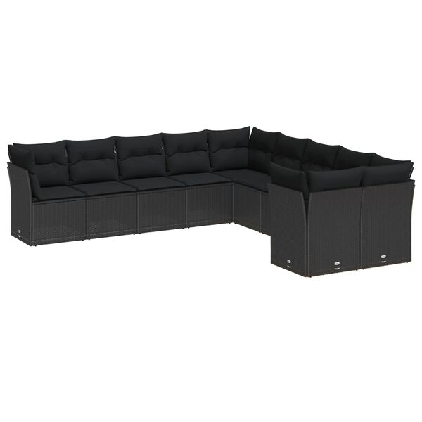vidaXL Conjunto de Sof&aacute; de Jardim 13 pcs Preto vime PE