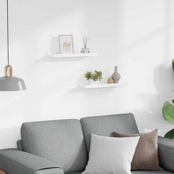 vidaXL Unidade de prateleiras com rebordo 2 pcs 40x9x3 cm MDF branco