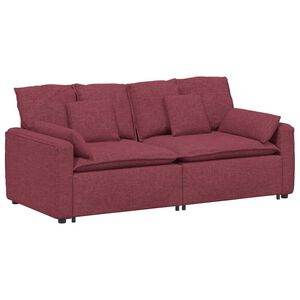 vidaXL Sof&aacute; modular com almofadas vermelho tinto