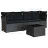 vidaXL 5 pcs conjunto sof&aacute;s de jardim com almofad&otilde;es vime PE preto