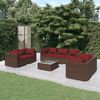 vidaXL 8 pcs conjunto lounge jardim c/ almofad&otilde;es vime PE castanho