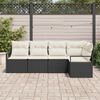vidaXL Conjunto de Sof&aacute; de Jardim com almofada 5 pcs Preto e Creme
