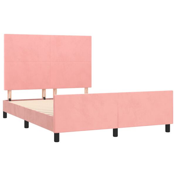 vidaXL Estrutura de cama c/ cabeceira 140x190 cm veludo rosa