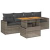 vidaXL 5 pcs conjunto sof&aacute;s de jardim c/ almofad&otilde;es vime PE cinzento