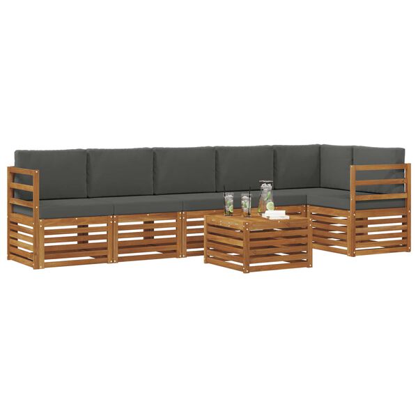 vidaXL Conjuntos de sof&aacute;s com almofada 7 pcs Natural e Antracite