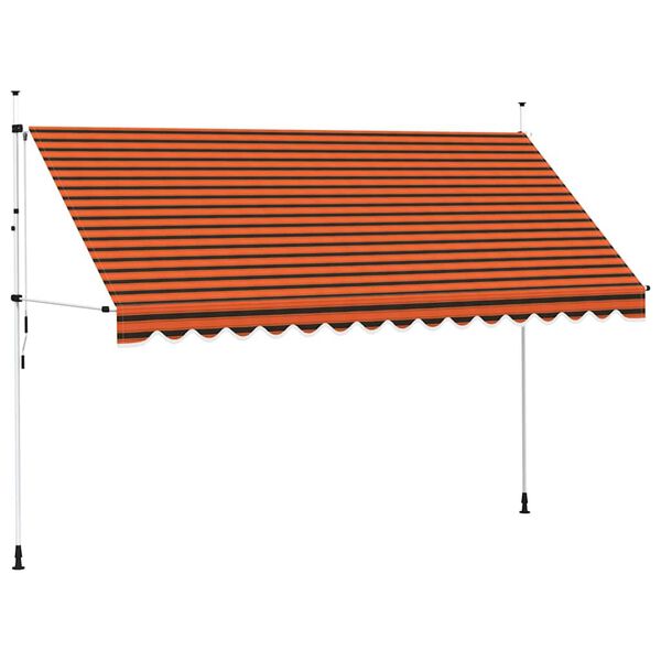 vidaXL Toldo retr&aacute;til manual 400 cm laranja e castanho