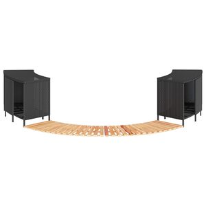 vidaXL Contorno de banheira vime PE e madeira de ac&aacute;cia maci&ccedil;a preto