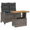 vidaXL 2 pcs conjunto de jantar p/ jardim c/ almofad&otilde;es vime PE cinza