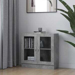 vidaXL Arm&aacute;rio vitrine derivados de madeira cinza cimento