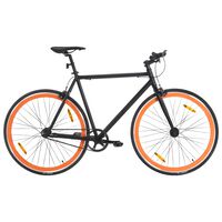 vidaXL Bicicleta de mudanças fixas 700c 59 cm preto e laranja
