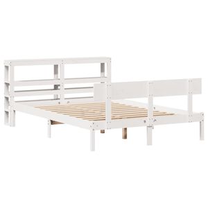 vidaXL Cama sem colch&atilde;o 135x190 cm madeira de pinho maci&ccedil;a branco