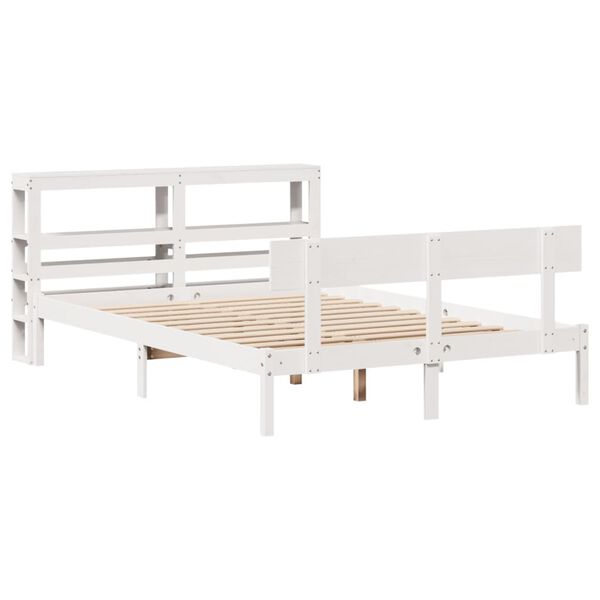 vidaXL Cama sem colch&atilde;o 135x190 cm madeira de pinho maci&ccedil;a branco