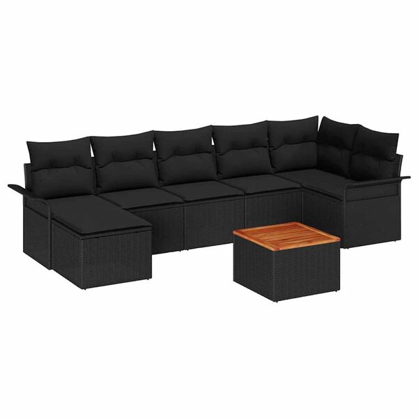 vidaXL Conjunto de Sof&aacute; de Jardim com almofada 8 pcs Preto