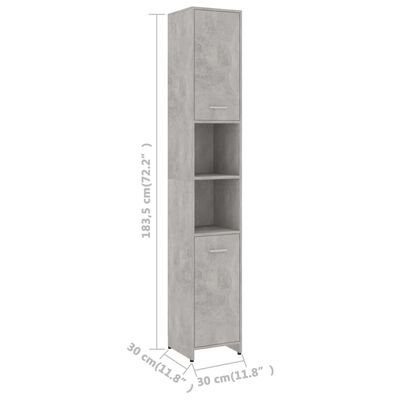 vidaXL Armário casa de banho 30x30x183,5 cm contrapl. cinzento cimento