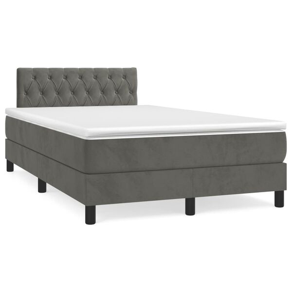 vidaXL Cama boxspring com colch&atilde;o 120x200 cm veludo cinzento-escuro