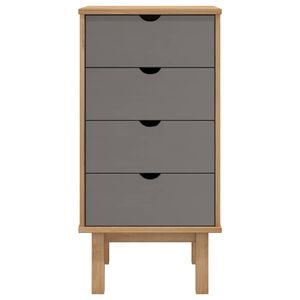 vidaXL Arm&aacute;rio gavetas OTTA 45x39x90 cm pinho maci&ccedil;o castanho/cinza