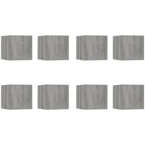 vidaXL M&oacute;veis para TV de parede 8 pcs 30,5x30x30 cm cinzento sonoma