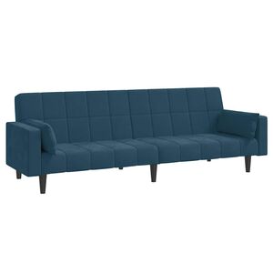 vidaXL Sof&aacute;-cama 2 lugares com duas almofadas veludo azul
