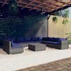 vidaXL 11 pcs conjunto lounge de jardim c/ almofad&otilde;es vime PE cinzento