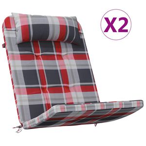 vidaXL Almofadas de cadeira 2 pcs Xadrez Vermelho 58 x 77 x 4,5 cm