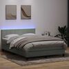 vidaXL Cama box spring c/ colch&atilde;o e LED 160x220 cm veludo cinzento-claro