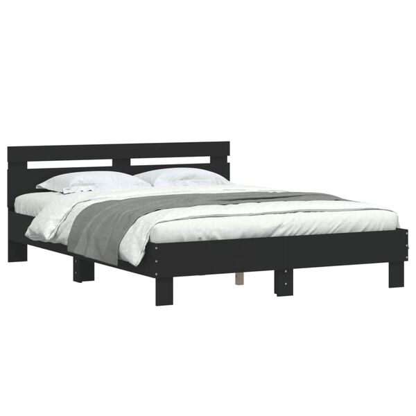 vidaXL Estrutura cama c/ cabeceira 140x200 cm derivados madeira preto