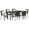 vidaXL Conjunto de Jantar para Jardim com almofada 7 pcs Preto vime PE
