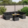 vidaXL 9 pcs conjunto de sof&aacute;s p/ jardim c/ almofad&otilde;es vime PE preto
