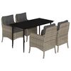vidaXL 5 pcs conjunto de jantar p/ jardim c/ almofad&otilde;es cinzento claro