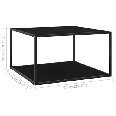 vidaXL Mesa de centro 90x90x50 cm preto com vidro preto