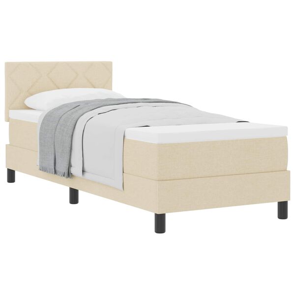 vidaXL Cama Box com colch&atilde;o com cabeceira Creme 80 x 200 cm tecido