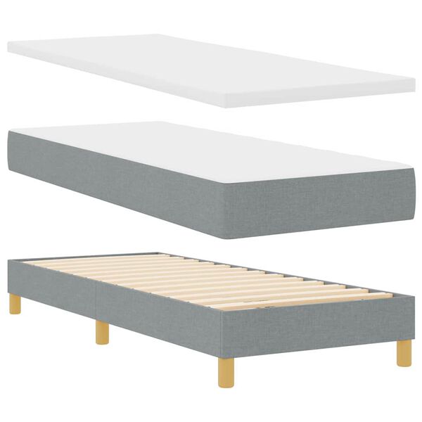 vidaXL Cama Box com colch&atilde;o Cinzento-claro 80 x 200 cm tecido