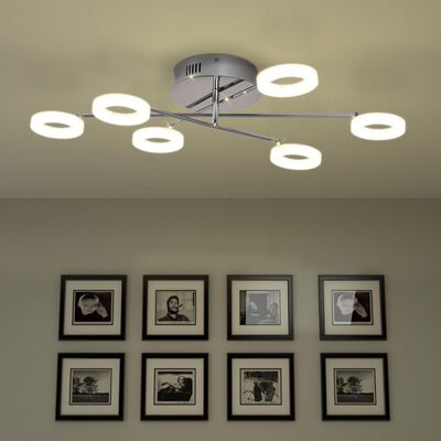 vidaXL Candeeiro de teto LED com 6 luzes branco quente