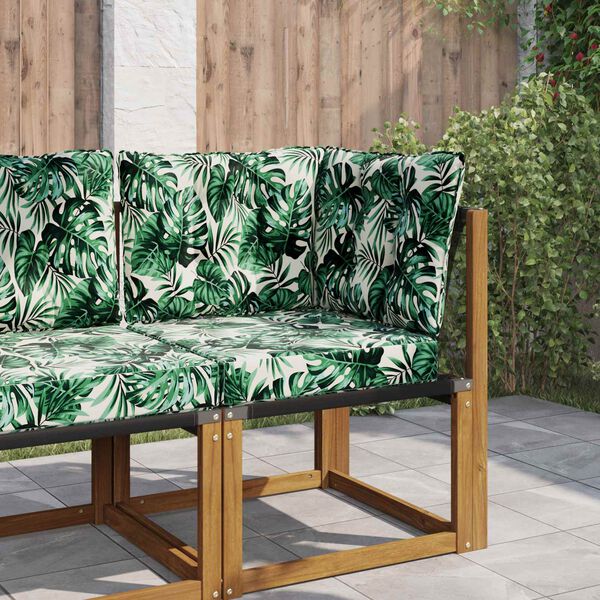 vidaXL Almofada para Sof&aacute; Externo 3 pcs Padr&atilde;o de Folhas Poli&eacute;ster