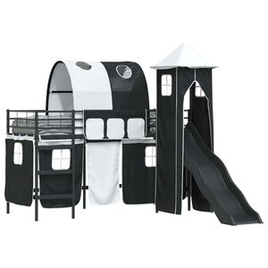 vidaXL Estrutura de Cama Loft para Crian&ccedil;as Preto 74,5 x 190 cm Metal