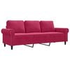 vidaXL Sof&aacute; de 3 lugares veludo 180 cm vermelho tinto