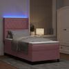 vidaXL Cama Box com colch&atilde;o com led Rosa 90 x 200 cm Veludo