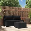 vidaXL 3 pcs conjunto lounge de jardim c/ almofad&otilde;es vime PE preto