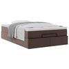 vidaXL Estrutura de cama otomana com colch&atilde;o marrom couro falso