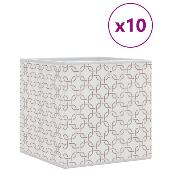 vidaXL Caixas de arrumação dobráveis 10 pcs 32x32x32 cm TNT creme