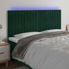 vidaXL Cabeceira de cama c/ LED veludo 200x5x118/128 cm verde-escuro