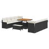 vidaXL Conjunto de Sof&aacute; de Jardim 11 unid. Preto vime PE