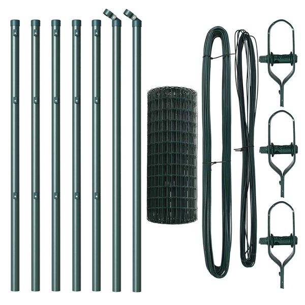 vidaXL Cerca com Poste Verde 0,4 x 10 m A&ccedil;o e PVC